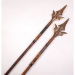 A pair of prop spears from 'Xena Warrior Princess', 1995-2001, used in a number of episodes,