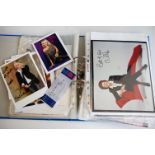 Album of various signed photographs, concert tickets and cuttings, to include Lulu, Cilla Black,