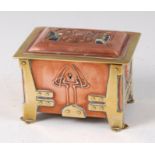 An Art Nouveau copper and brass casket, possibly Glasgow School,