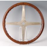 Bugatti - An original probably Type 40, walnut and aluminium four-spoke steering wheel,