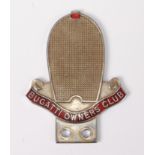Bugatti - A relief cast chrome Owners Club badge,