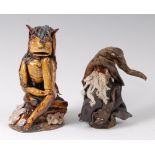Tony Blackman for Newent Craft Pottery - A model of a grotesque seated pottery figure,