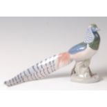 A Royal Copenhagen porcelain model of an Asiatic pheasant, in typical perched pose,