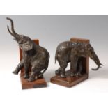 Ary Jean Léon Bitter (1883-1973) - A pair of Art Deco bronze book-ends in the form of elephants,