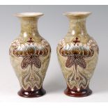 Eliza Simmons for Doulton Lambeth - A pair of glazed stoneware baluster form vases,