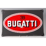 Bugatti - An enamelled metal workshop sign, having rounded corners,