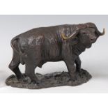 Denis Mathews (1913-97) - A bronze model of a standing buffalo, naturalistically modelled,