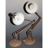 Two grey painted angle poise desk lamps