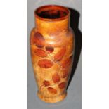 A Royal Doulton stoneware vase, of slender tapering form, in the Autumn Leaves pattern,