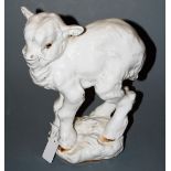 A large Lomonosov white glazed porcelain model of a lamb,