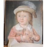 19th century school half length portrait of a boy, pastel, 38x32cm,