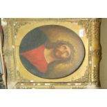 19th century school - Head and shoulders portrait of Jesus Christ, oil on canvas, framed as an oval,