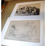 A folio of 19th and early 20th century etchings, engravings and other prints,