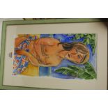 French school - Female nude, watercolour; Contemporary school - Rowing boats,