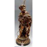 A large modern composition gilt painted figural table lamp,