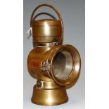 An early 20th century Lucas 'King of the Road' brass cased car lantern, No.