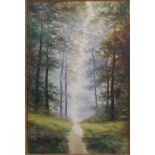 Ettore Marinelli - Woodland path, oil on canvas, signed lower left,