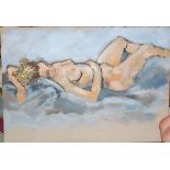 Assorted contemporary oils and watercolours to include female nude studies,