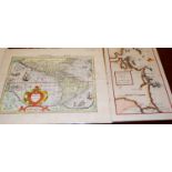 A folder of assorted watercolour sketches, engravings, maps,