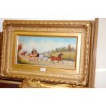 P Rideout - Coaching scenes, pair, oil on canvas (note in non-matching frames),