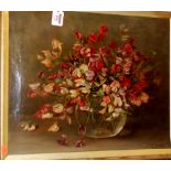 F Farrer - still life with flowers in a glass bowl, oil on canvas, signed lower right ,