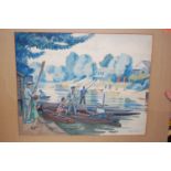 Assorted unframed watercolours to include Gordon, Market Trader scenes,