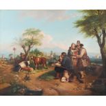 Eugene Modeste Edmond le Poitevin (French 1806-1870) - Paul Potter painting The Young Bull, oil,