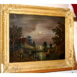 Follower of Sebastian Pether (1790-1844) - A moonlit coastal scene, oil on canvas,