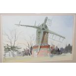 Noel Garner - Madingley Post Mill, watercolour, signed and dated lower right '85,