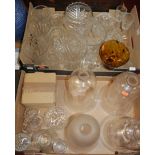 Two boxes of miscellaneous glassware, to include cut glass vases