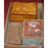 A Victorian birds-eye maple and rosewood crossbanded jewellery box (a/f); together with various