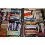 Five boxes of mainly hardback books, to include political, criminal and childrens examples