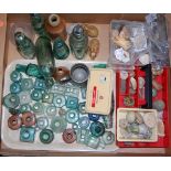 A box of miscellaneous items to include rock samples, glass and stoneware bottles etc