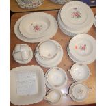 A Copeland Spode Jewel Billingsley Rose pattern part tea and dinner service