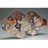 Two Japanese Meiji period Imari dishes, of lozenge shape, each typically decorated in shades of