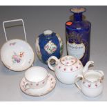 A small collection of miscellaneous items, to include New Chelsea Staffordshire vase, part tea