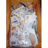 A box of miscellaneous stamps, to include Stanley Gibbons International stamp album, kiloware etc