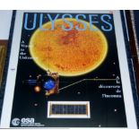 Ulysses poster print, set wit hsolar cells from the European Space Agency, framed and glazed, 87 x