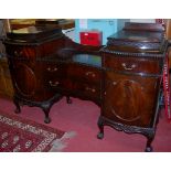 An early 20th century mahogany twin pedestal sideboard, width 184cm