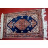 An Indian blue ground Jaipur prayer rug, 94x61cm