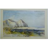 C W Aderton - Coastal scene, watercolour, signed and dated lower right '91, 33 x 52cm