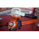 A Stihl petrol driven leaf blower, together with a Stihl HS45 petrol driven hedge trimmer (2)