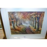 E N Lee - Pair; Woodland paths in Autumn, watercolours, each signed lower left, 32 x 42cm