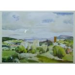 Ron Brooker - A West Country view, watercolour and wash, signed lower right, 47 x 67cm