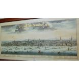 A Prospect of Westminster, reproduction topographical engraving, 52 x 115cm