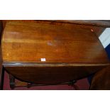 An oak barley twist drop leaf table, together with a 19th century tilt top tripod table (2)