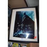 Two frames and glazed Batman The Dark Knight and the Dark Knight Rises pictures with facsimile