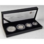 Great Britain, cased 2009 Britannia four-coin silver proof set, comprising two pound, one pound,