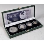 Great Britain, cased 2005 Britannia four-coin silver proof set, comprising two pound, one pound,