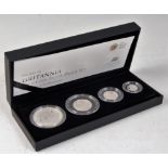 Great Britain, cased 2012 Britannia four-coin silver proof set, comprising two pound, one pound,